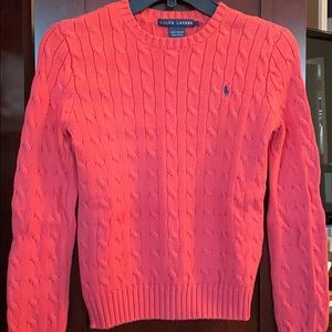 Ralph Lauren Coral cable knit crew neck sweater